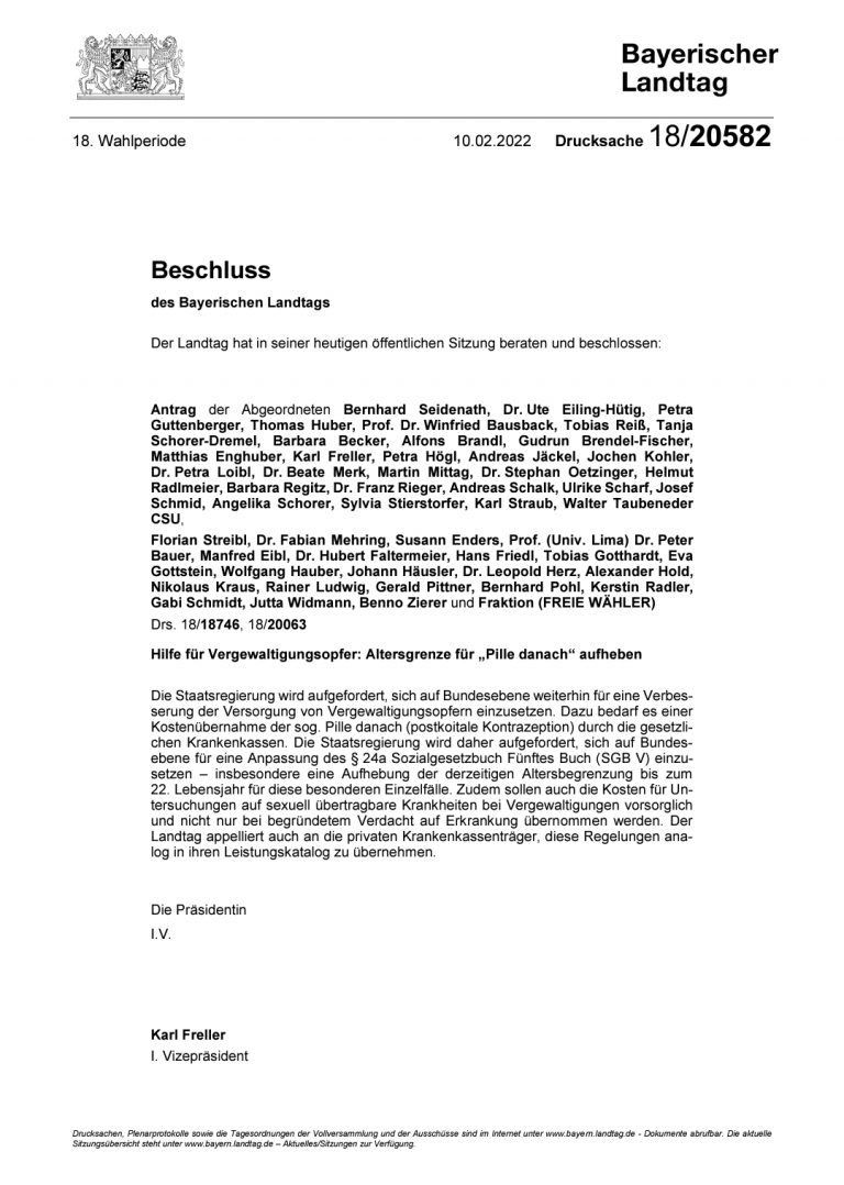 Beschluss des Bayerischen Landtags hinsichtlich des aus der Petition resultierenden Antrags, https://www.bayern.landtag.de/www/ElanTextAblage_WP18/Drucksachen/Folgedrucksachen/0000014000/0000014201.pdf