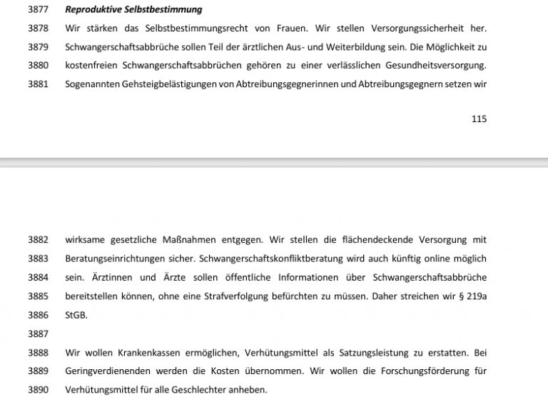 entsprechende Passage/ Koalitionsvertrag, 2021
